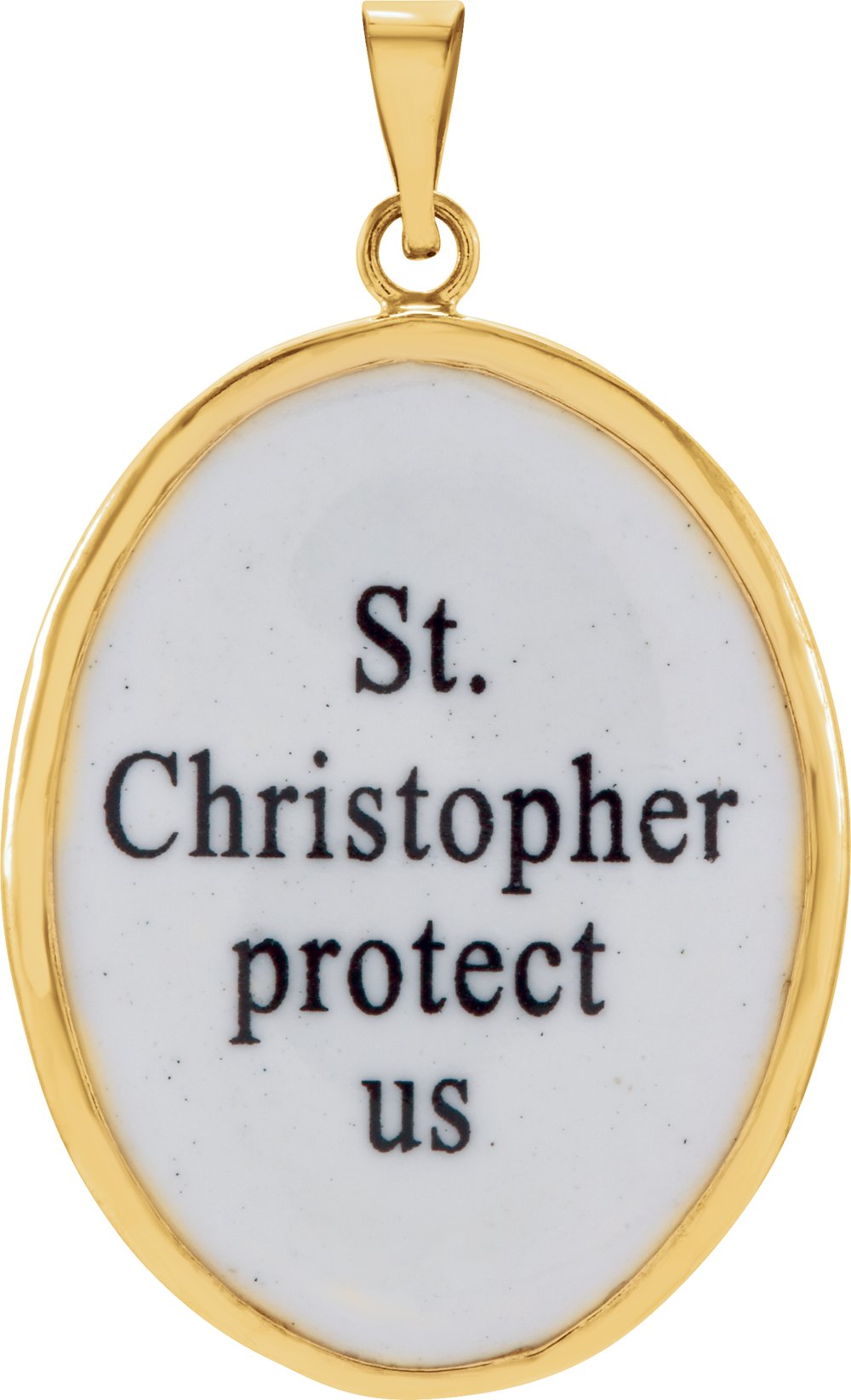 14K Yellow 25x19.5 mm St. Christopher Hand-Painted Porcelain Medal