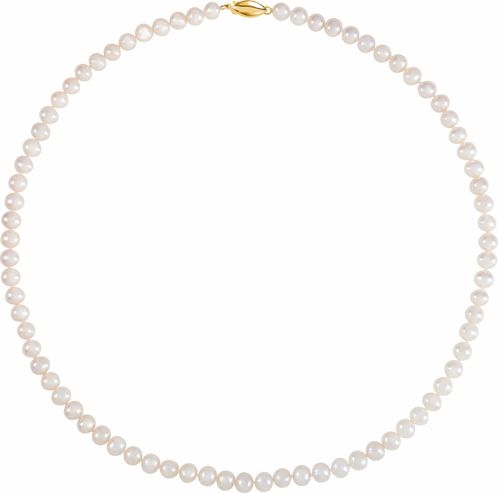 14K Yellow Panache® Cultured White Freshwater Pearl 18" Necklace