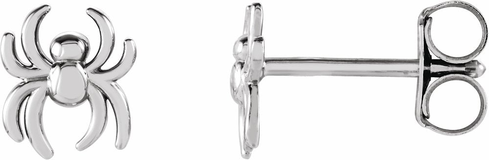 14K White Spider Earrings