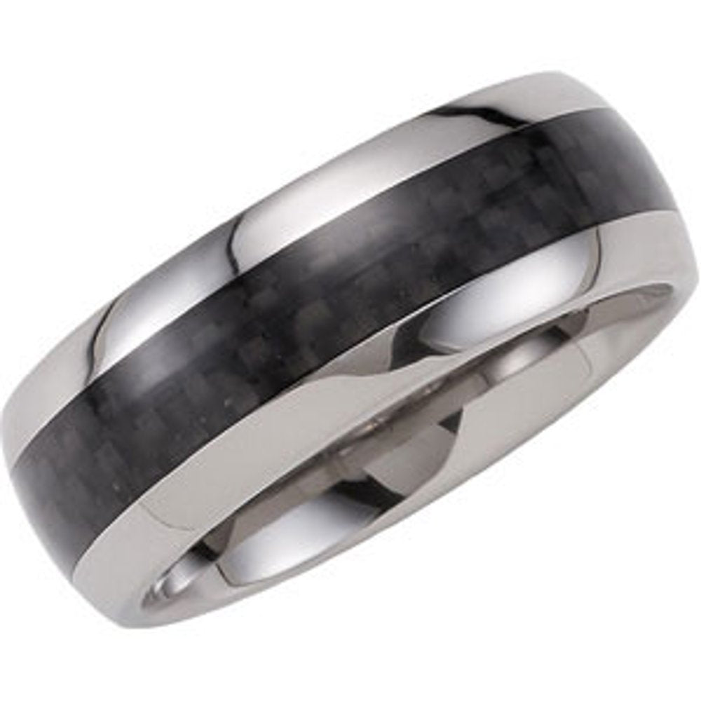 Tungsten 8 mm Carbon Fiber Inlay Comfort-Fit Half Round Band Size 10