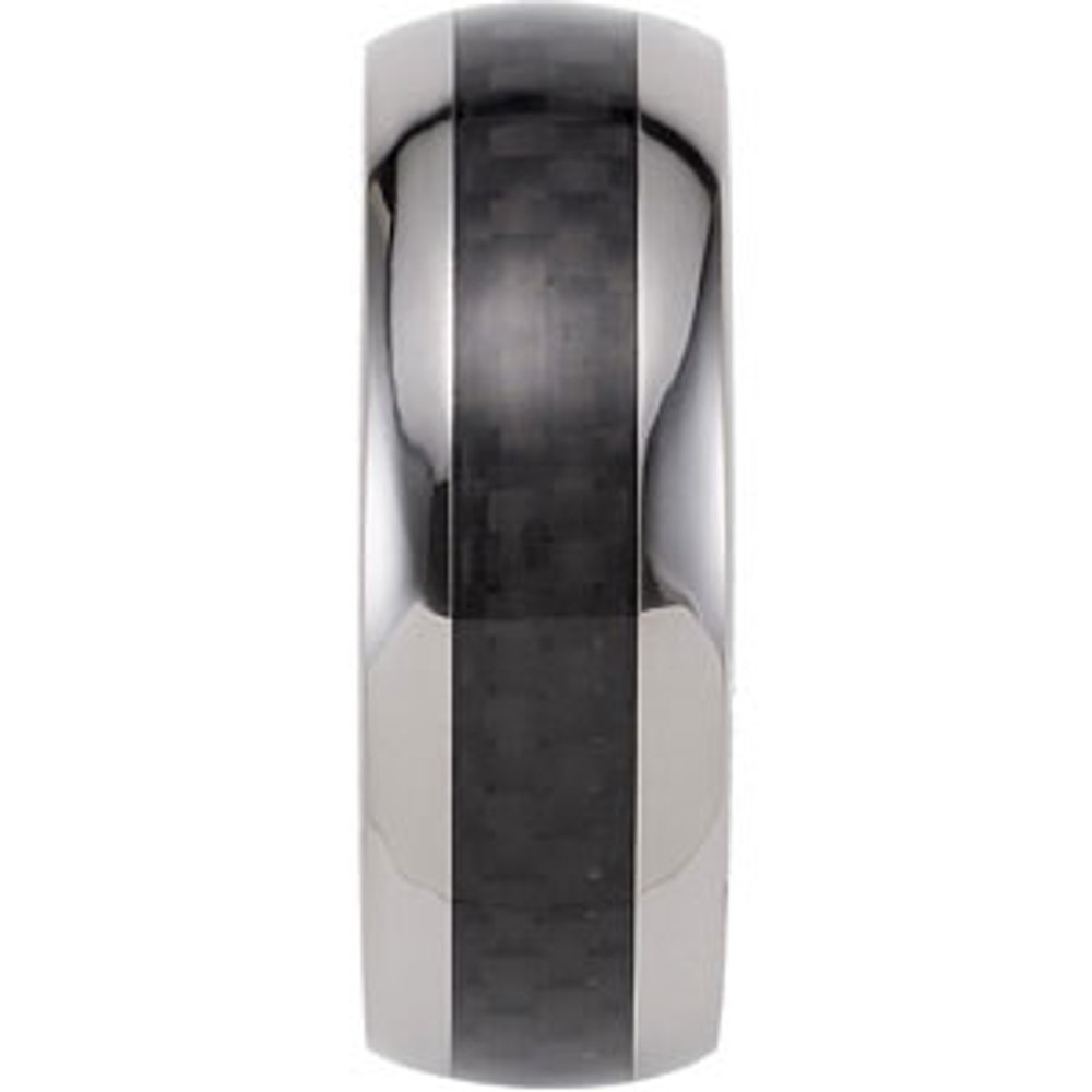 Tungsten 8 mm Carbon Fiber Inlay Comfort-Fit Half Round Band Size 10