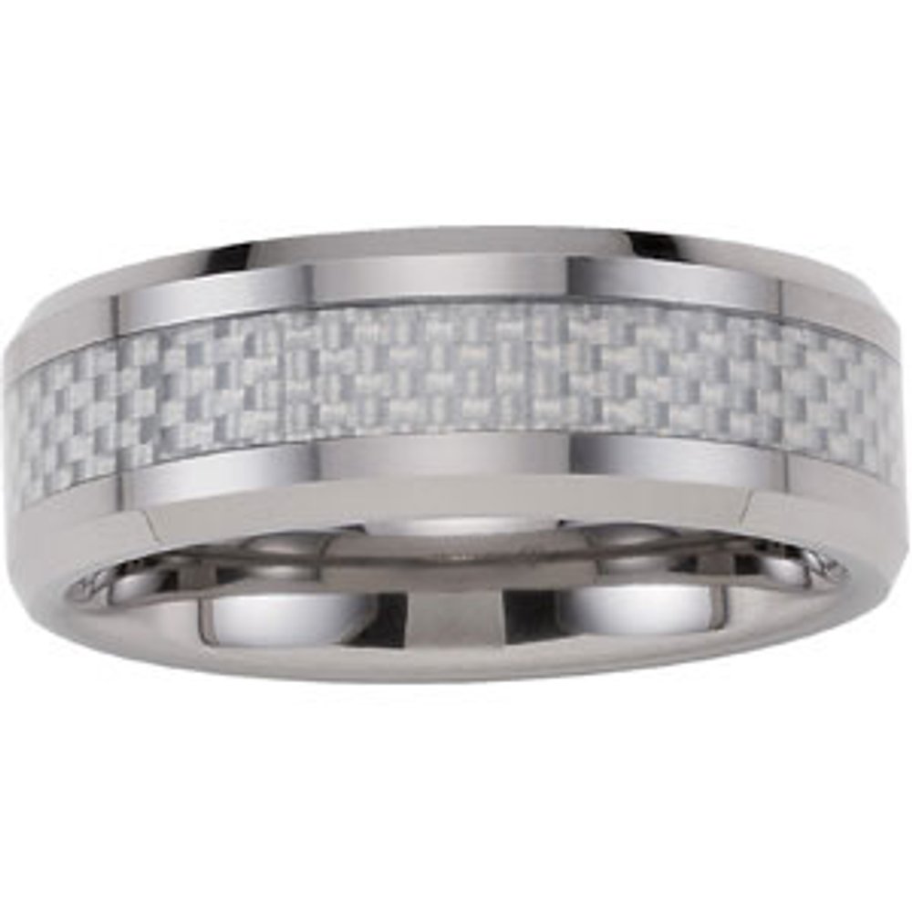 Tungsten & Carbon Fiber 8 mm Beveled-Edge Band Size 11