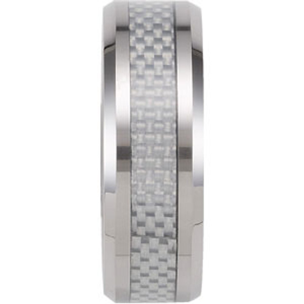 Tungsten & Carbon Fiber 8 mm Beveled-Edge Band Size 11