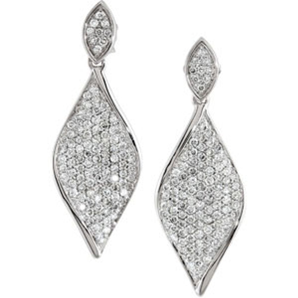 14K White Gold 1 1/5 CTW Natural Diamond Earrings