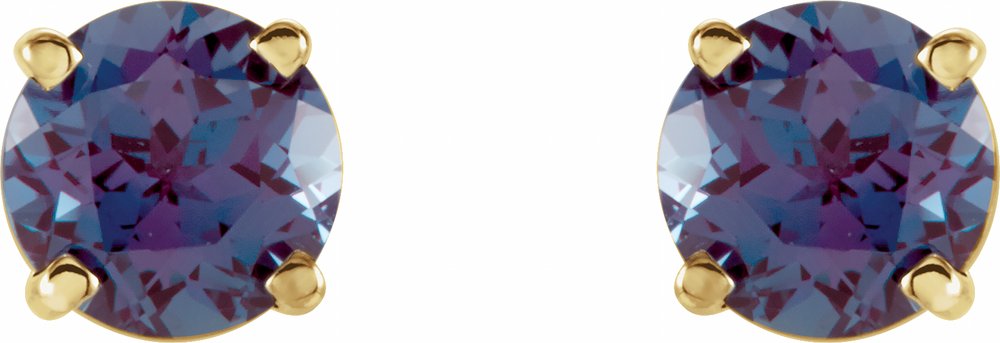 14K Yellow Gold 5 mm Lab-Grown Alexandrite Earrings