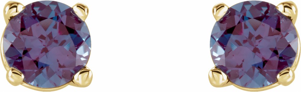 14K Yellow 4 mm Lab-Grown Alexandrite Earrings