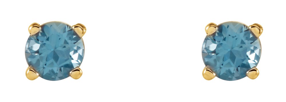 14K Yellow 4 mm Natural Swiss Blue Topaz Earrings