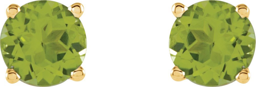 14K Yellow Gold 6 mm Natural Peridot Earrings