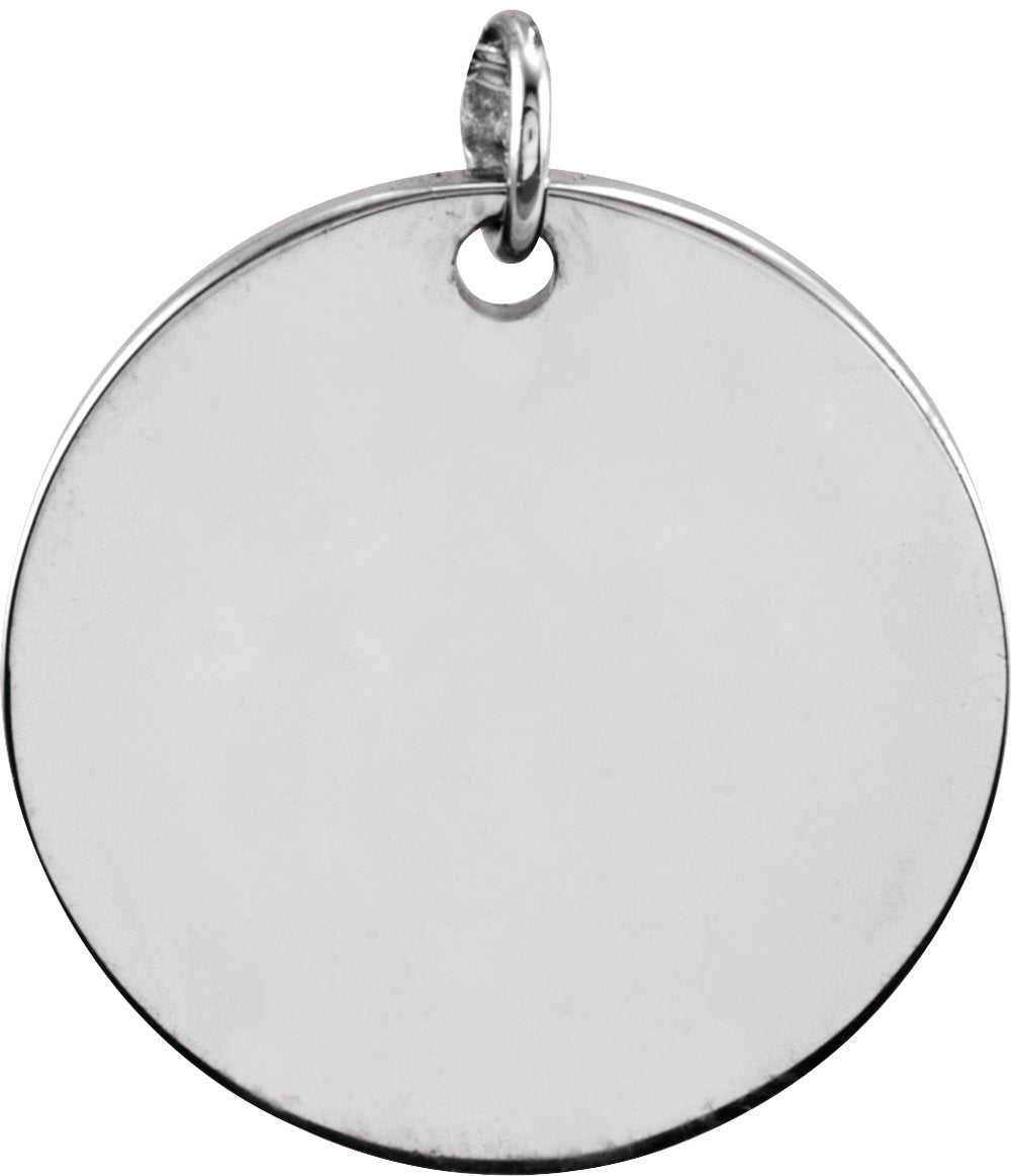 14K White Gold 9.5 mm Engravable Round Disc Pendant