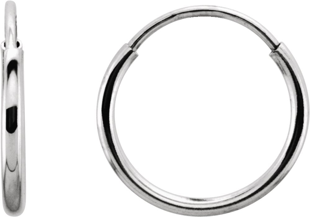 14K White Gold Endless Tube 10 mm Hoop Earring