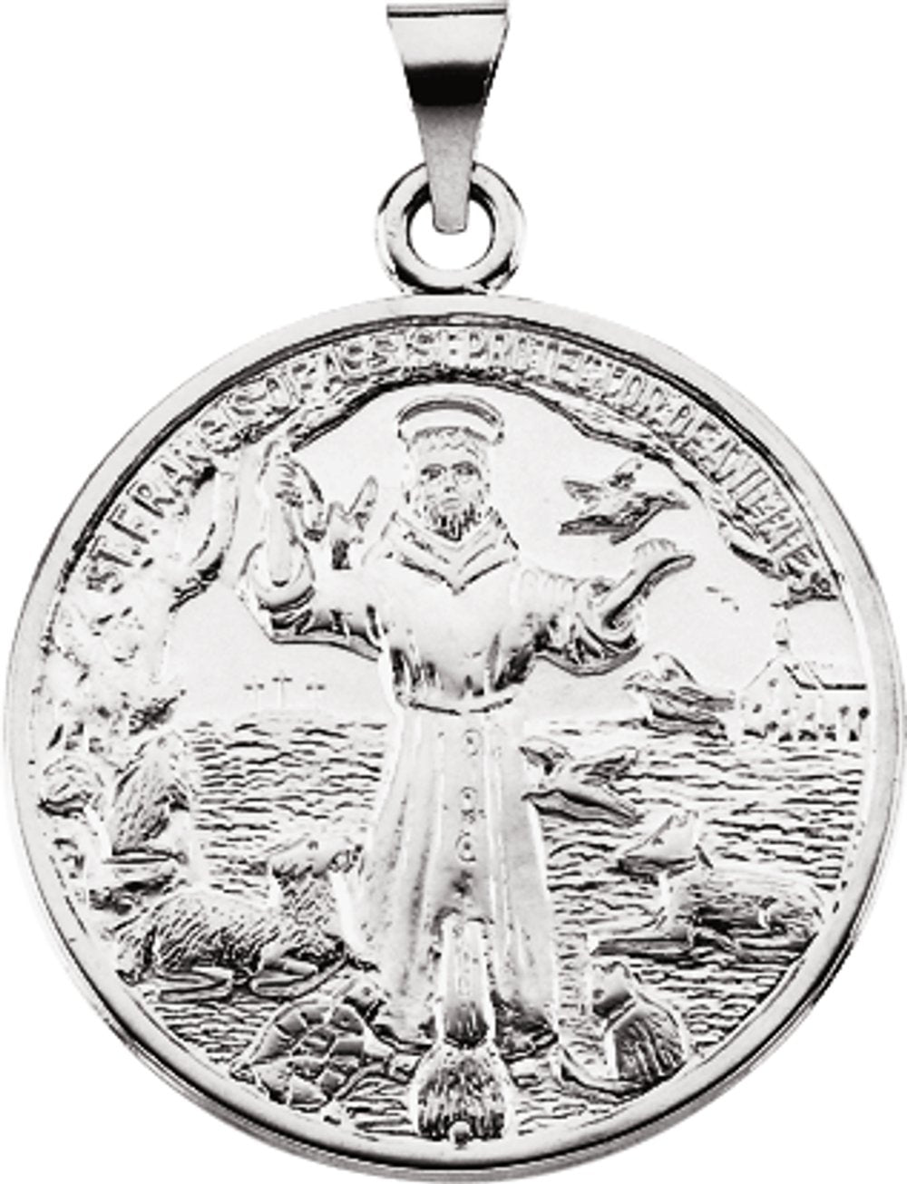Sterling Silver 25 mm St. Francis of Assisi Medal