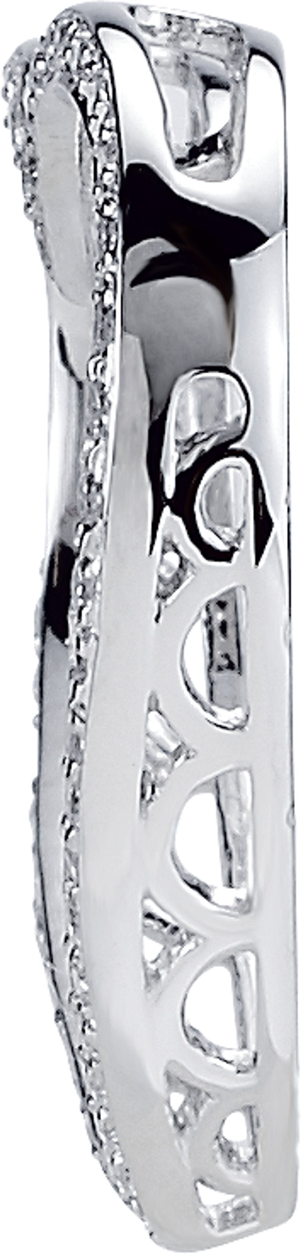 Sterling Silver Imitation White Cubic Zirconia 19x15 mm Heart Pendant