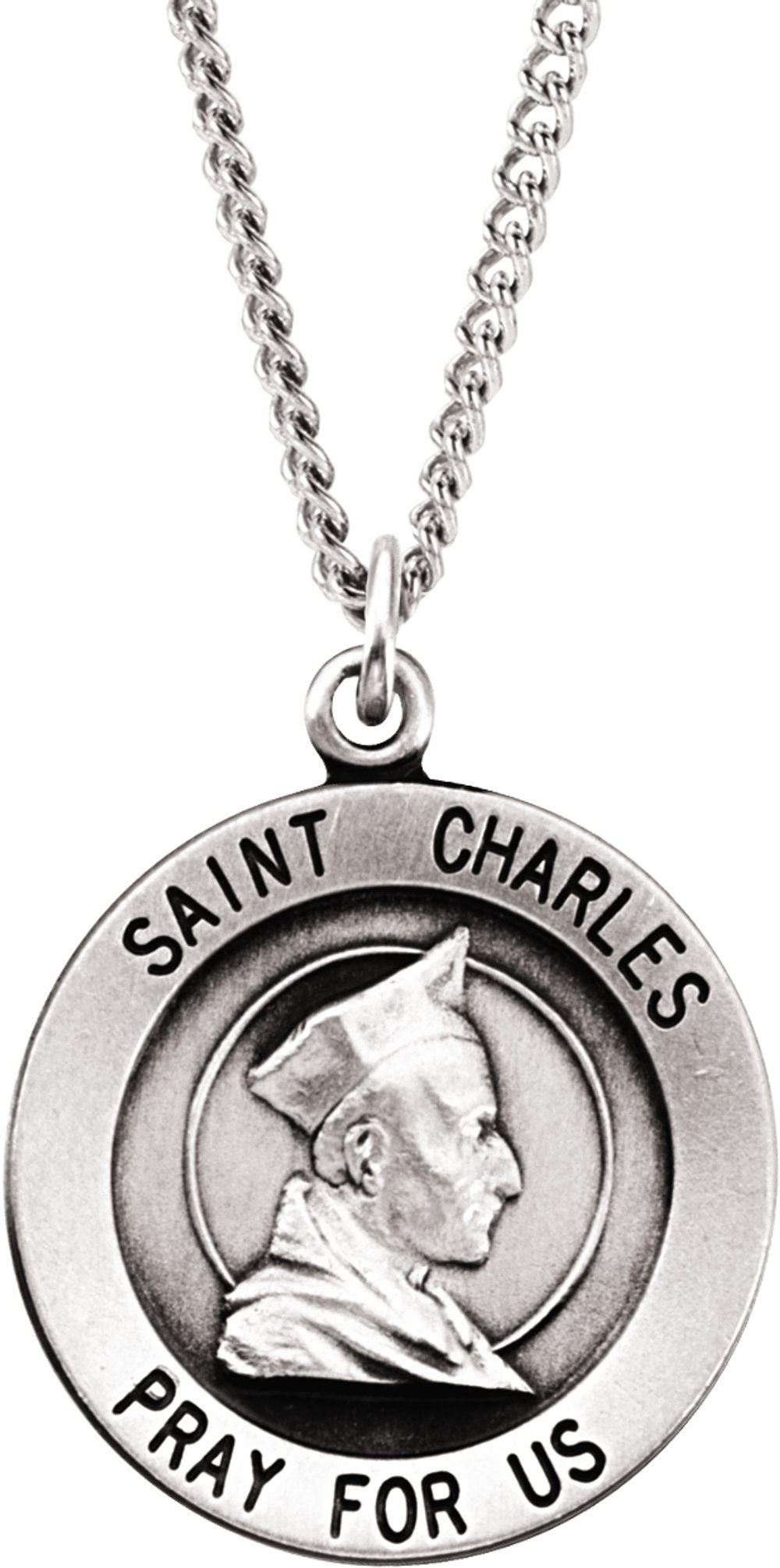 Sterling Silver 18.25 mm St. Charles Medal 18" Necklace