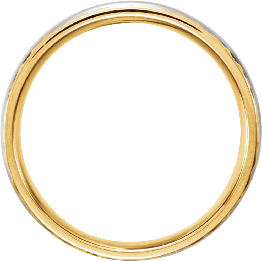 10K Yellow/White/Yellow Gold 6 mm Design-Engraved Comfort-Fit Band Size 11