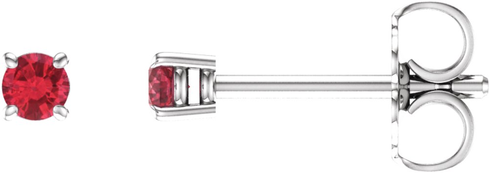 14K White Gold 2.5 mm Lab-Grown Ruby Earrings