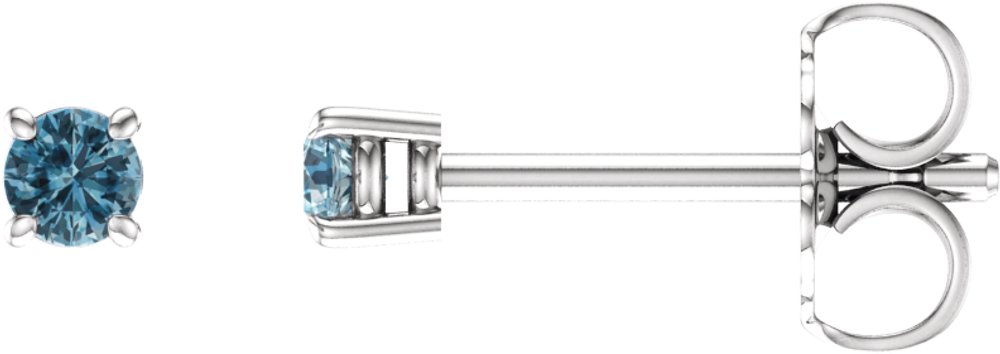 14K White Gold 2.5 mm Natural Sky Blue Topaz Earrings