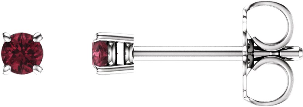 14K White 2.5 mm Natural Mozambique Garnet Earrings