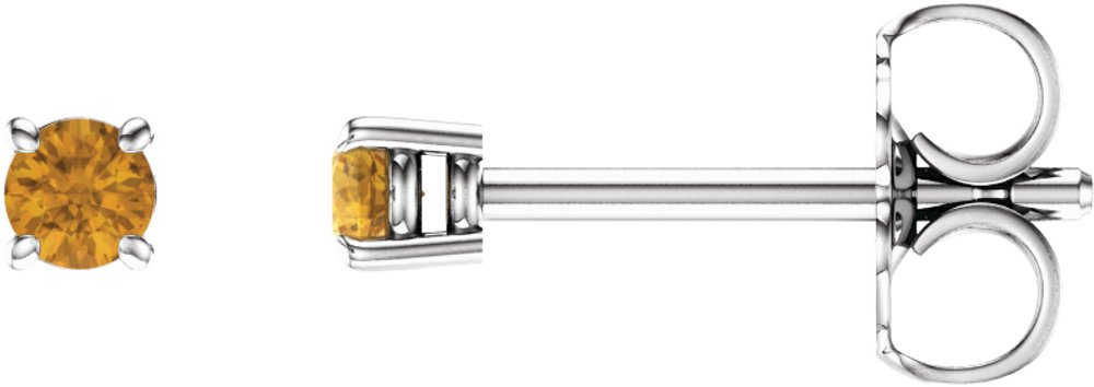 14K White Gold 2.5 mm Natural Citrine Earrings