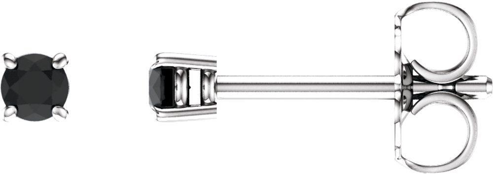 14K White 2.5 mm Natural Black Onyx Earrings