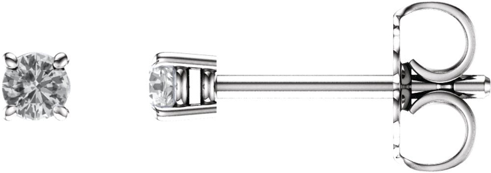 14K White Gold 2.5 mm Natural White Sapphire Earrings