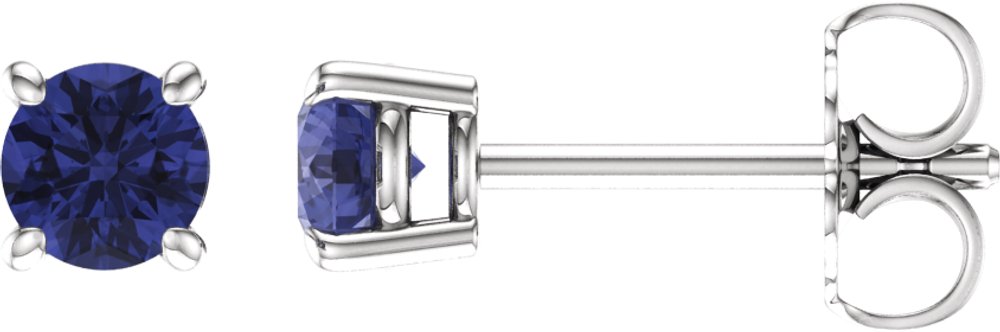 14K White Gold 4 mm Natural Tanzanite Earrings