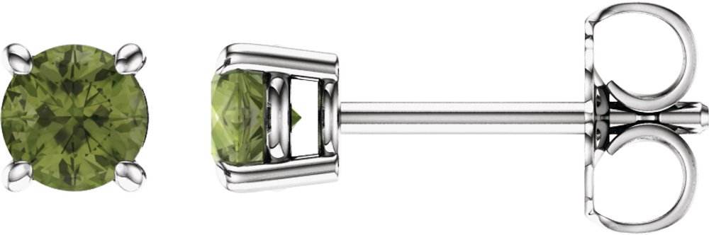 14K White Gold 4 mm Natural Peridot Earrings