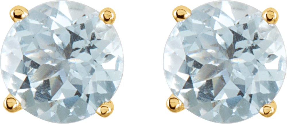 14K Yellow Gold 2.5 mm Natural Aquamarine Earrings