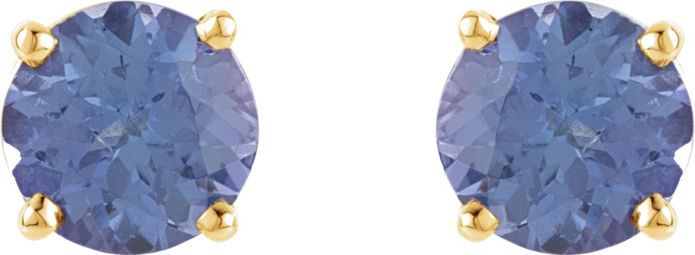 14K Yellow 5 mm Natural Tanzanite Stud Earrings