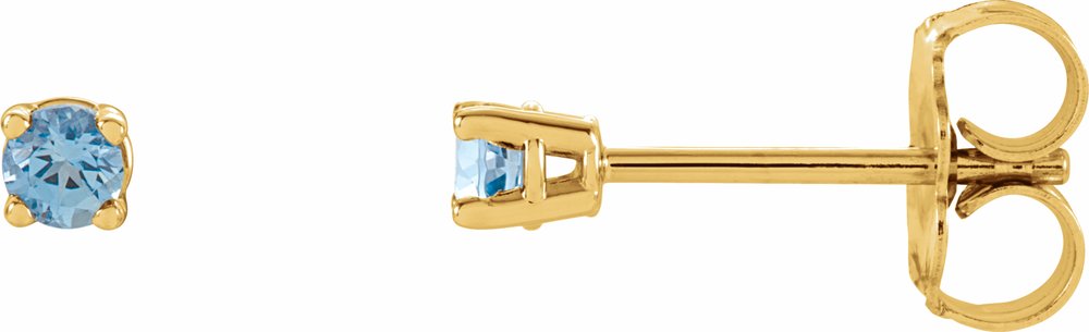 14K Yellow Gold 2.5 mm Natural Aquamarine Earrings