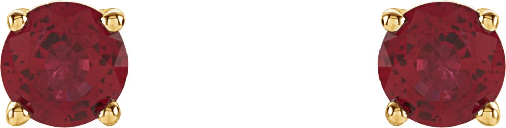 14K Yellow 4 mm Natural Ruby Stud Earrings