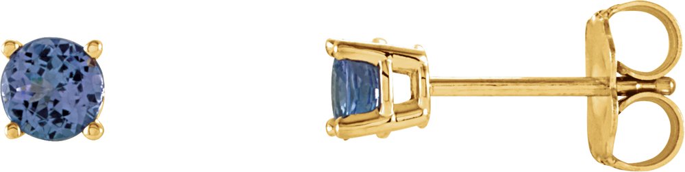 14K Yellow Gold 4 mm Natural Tanzanite Earrings
