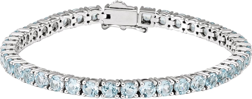14K White Gold Natural Sky Blue Topaz 7 1/4" Line Bracelet