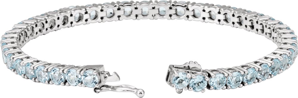14K White Gold Natural Sky Blue Topaz 7 1/4" Line Bracelet