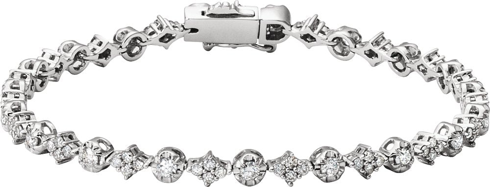 14K White Gold 2 1/2 CTW Natural Diamond 7.5" Bracelet