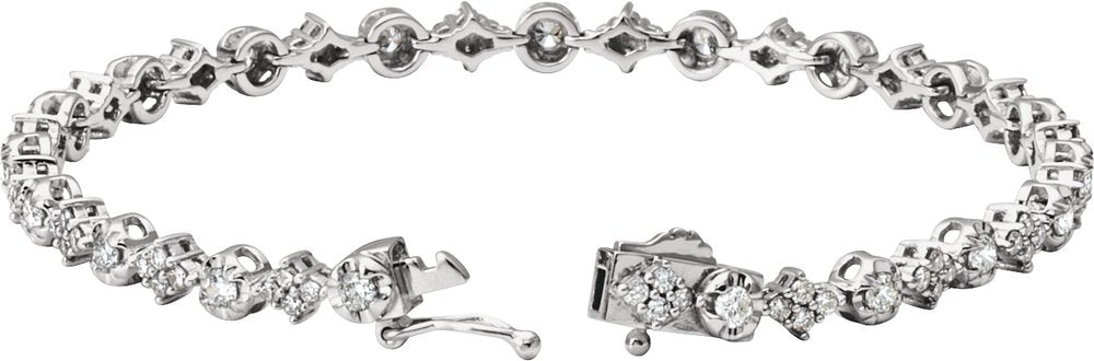 14K White Gold 2 1/2 CTW Natural Diamond 7.5" Bracelet