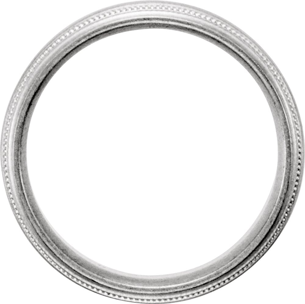 14K White 6 mm Half Round Band with Milgrain Size 9.5