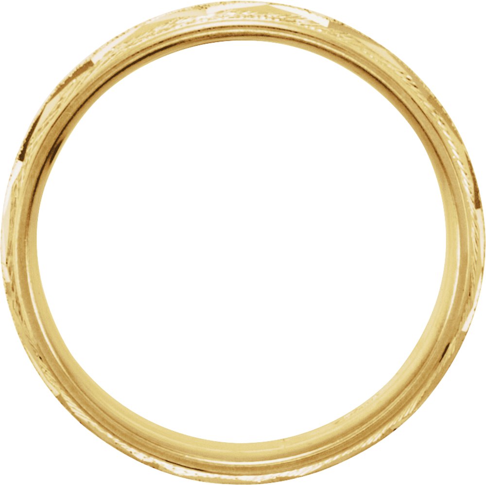 14K Yellow Gold 7 mm Milgrain Edge Geometric Faceted Comfort-Fit Half Round Band Size 11.5