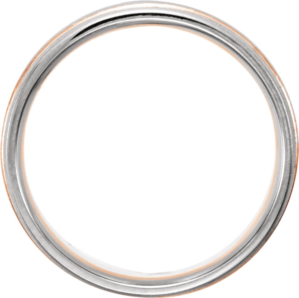 14K White/Rose 7 mm Grooved Comfort-Fit Half Round Band Size 14.5