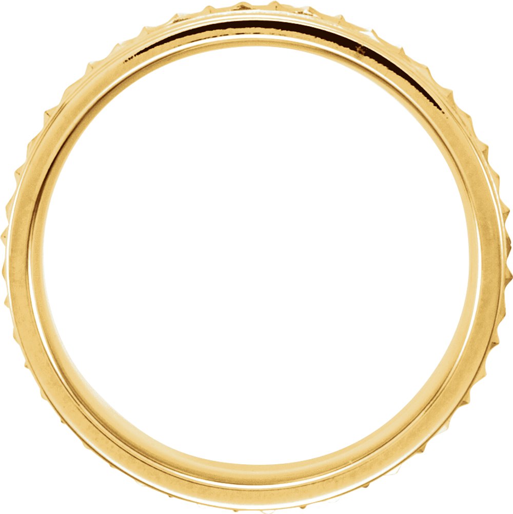 14K Yellow Gold 7 mm Milgrain Geometric Diagonal Grooved Band Size 10