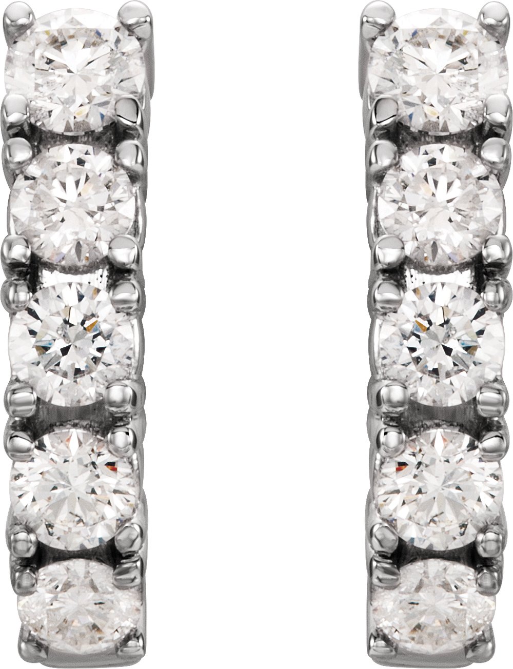 14K White Gold 1 1/2 CTW Natural Diamond Hoop Earrings