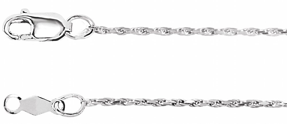 14K White 1 mm Diamond-Cut Rope 24" Chain