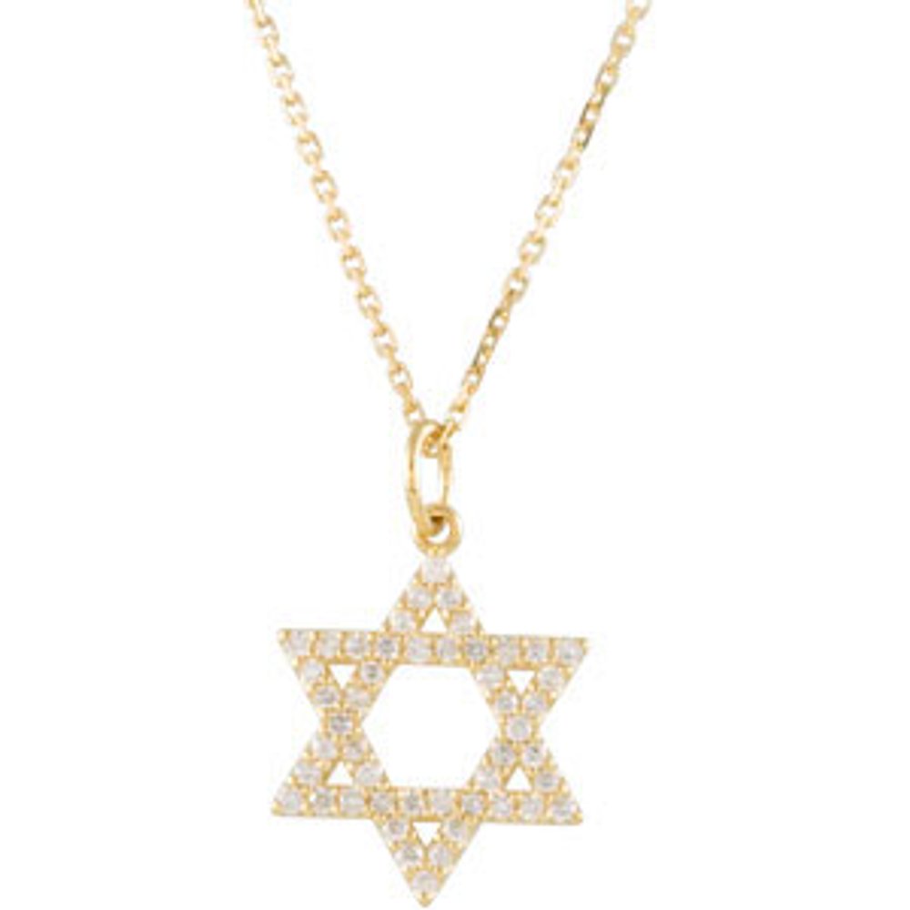 14K Yellow Gold 1/5 CTW Natural Diamond Star of David Necklace