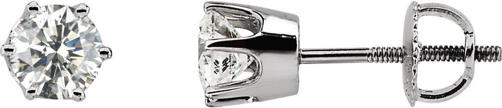 14K White Gold 1/5 CTW Natural Diamond 6-Prong Stud Earrings