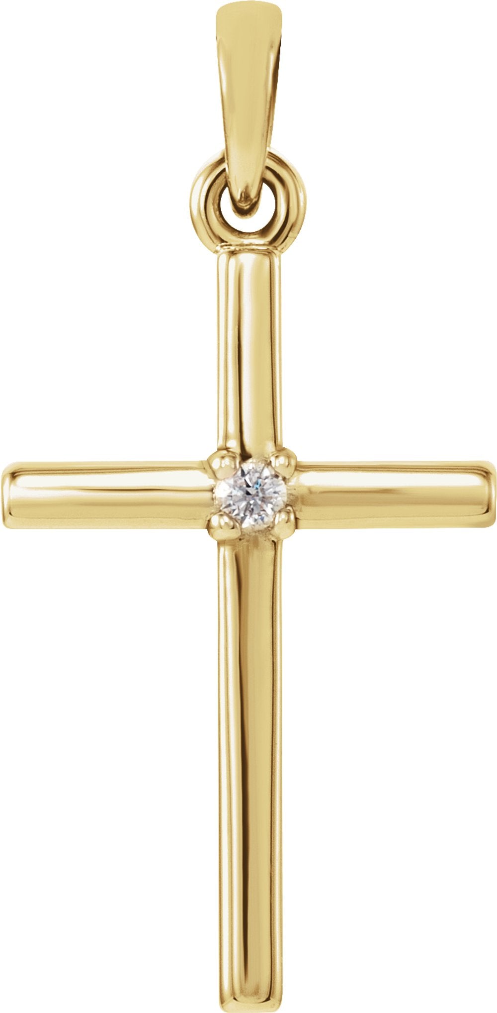 14K Yellow Gold .015 CT Natural Diamond Cross Pendant