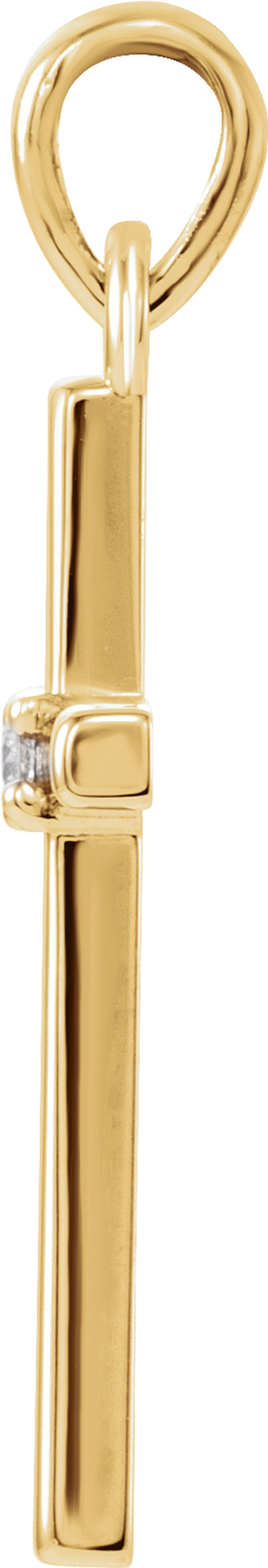 14K Yellow Gold .015 CT Natural Diamond Cross Pendant