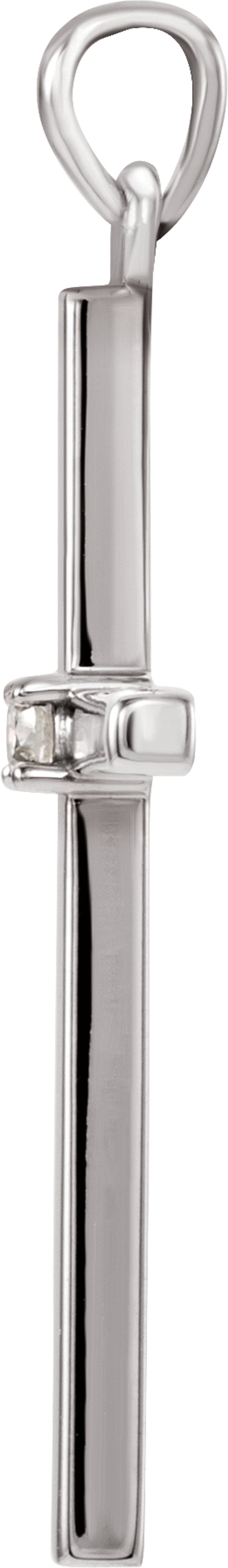 14K White .03 CT Natural Diamond Cross Pendant