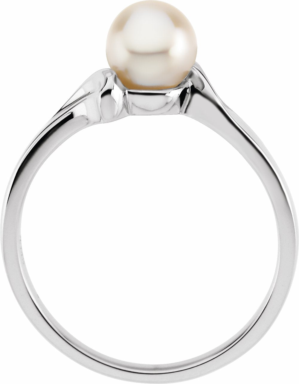 14K White Cultured White Akoya Pearl Ring