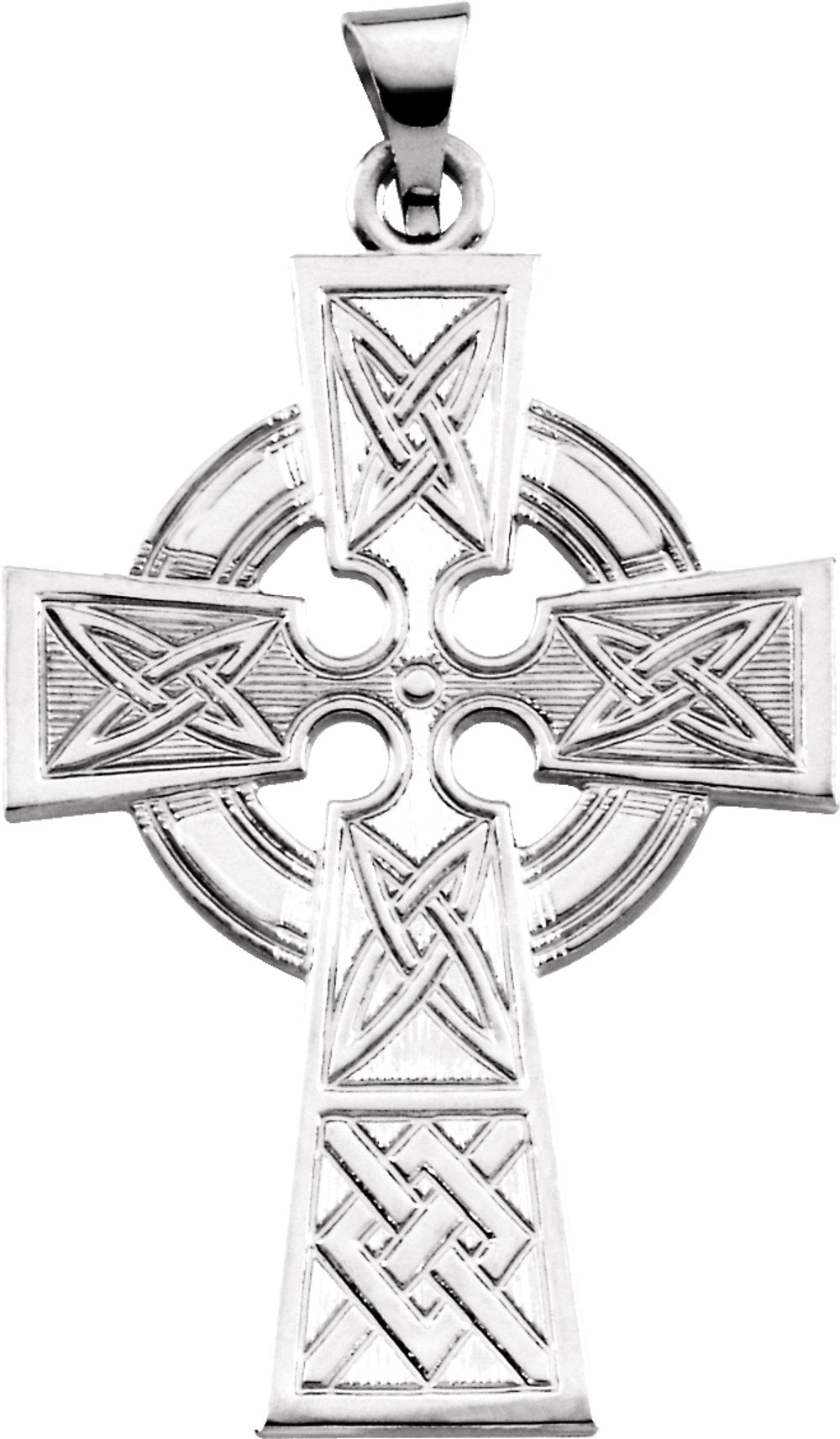 14K White Celtic-Inspired Cross Pendant