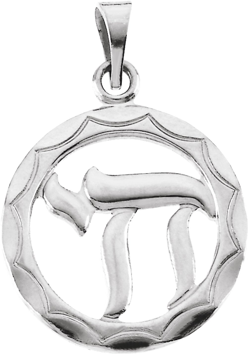 Sterling Silver 20.6x16 mm Chai Pendant