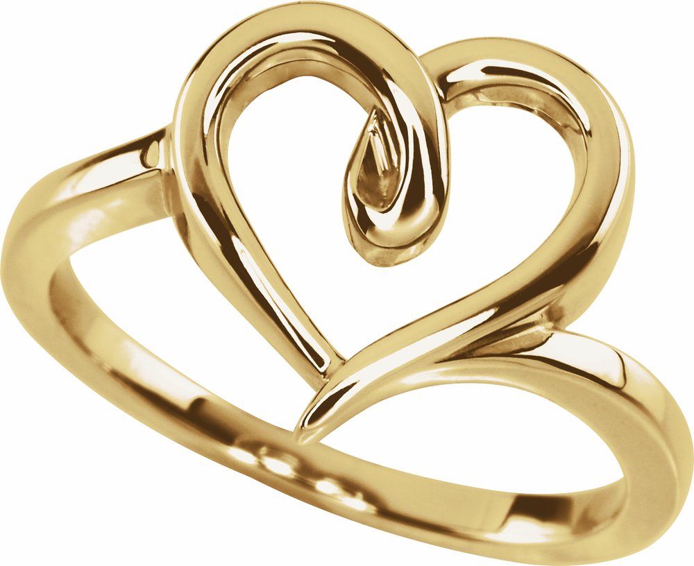 10K Yellow Gold Heart Ring